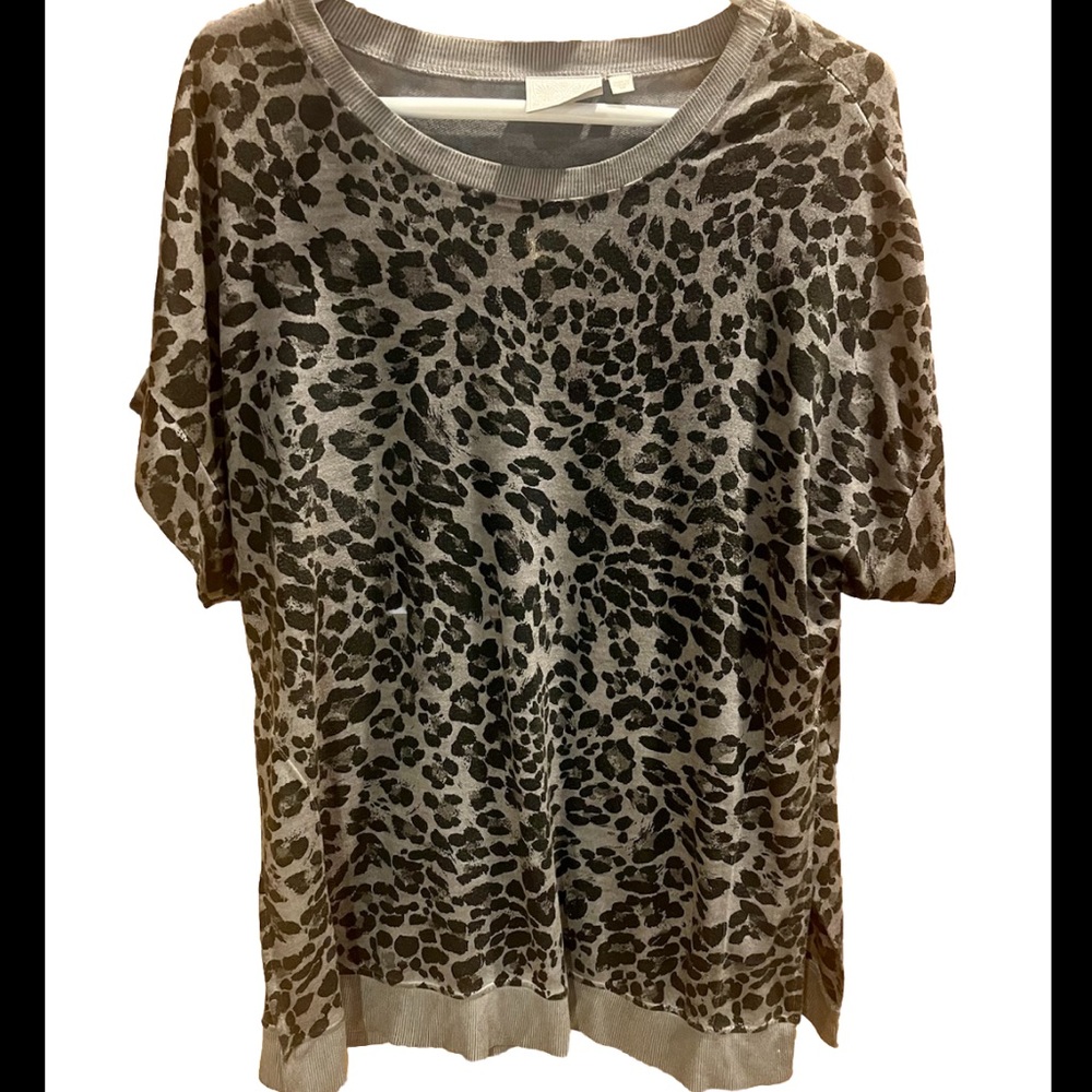 Dantelle Leopard Print Short Sleeve Knit Tunic Size 1X